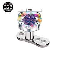 1pc G23 Titanium Alloy Internally Threaded Dermal Anchor With Zirconia Oxide Micro-Paved Concealed Skin Diver Top - White - View 20