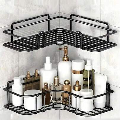1 件免打孔浴室收纳架，壁挂式淋浴置物架，适用于马桶、洗发水、厨房用品等，返校季浴室配件