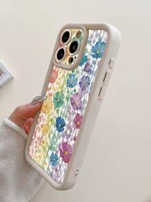 1pc Gradient Floral Pattern Camera Lens Protection Thick Shockproof Milky White Phone Case Suitable For IPhone 11 Pro Max/12 Pro Max/13 Pro Max/14 Pro Max/15 Pro Max/16 Plus/16 Pro Max, 16E, Galaxy A55/A15/S24 Ultra, Redmi, OPPO/Realme, VIVO, Infinix, Honor, MOTO, OnePlus