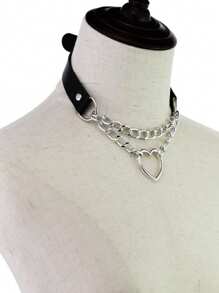 1 pieza Collar con tachuelas de estilo punk rock de PU, gargantilla gótica