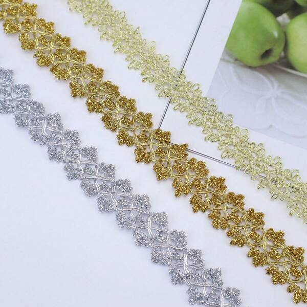 ZNZAKKA 2 Yards Lace Ribbon Gimp Braid Trim Ribbon Metallic Edge Trim For Sewing, Clothing Accessories, Home Decoration