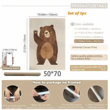 Cute Bear 1 Or 3 Nursery Wall Art Set: 3 PiecesForest Theme Nursery Decor With Hand Painted Brown Bears And Blush - Unisex Scandinavian Nursery Prints - Multicolor - View 24