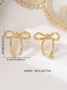 Versatile And Elegant Earrings, Women's European And American Gold Bow Earrings Are Hot Selling And Popular, Fashionable, Simple, Smooth And Elegant Earrings
