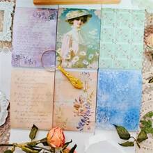 50 Sheets/Book Craft Paper Material, White Seasonal Floral Series DIY Decoration Scrapbooking Paper, Butterfly Package Paper Decoration Background Paper, Children Gift