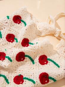 1 件可爱甜美钩针镂空樱桃头带、设计、发带 - 彩色 - 查看 4