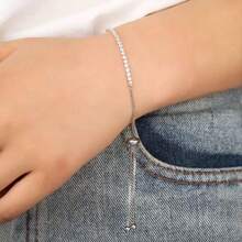 1 Stück modischer, minimalistischer, erweiterbarer Zirkonia-Stein Armband, elegantes, nischenartiges Design, geeignet für Lässig-Wear, Partys, Geschenke