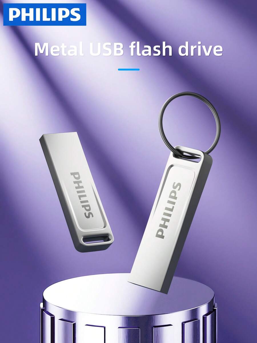 PHILIPS Unidad de memoria USB2.0  de alta velocidad y transmisión estable, con múltiples opciones de capacidad, amplia compatibilidad, plug and play y portátil - Plateado - Ver 1