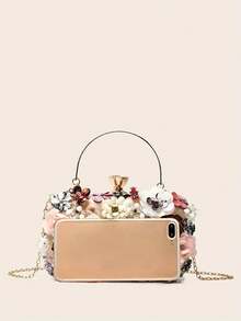 Women Mini Clutch Bag, Cute Handbag, Fashion Personalized Party Bag, Handmade Floral Evening Shoulder Bag , Bags Ladies Elegant - Multicolor - View 7