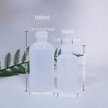 2 Peças Garrafas de Água de Plástico Graduadas de 50ml e 100ml, Semitransparente, Amostragem, Boca Pequena, Embalagem de Solvente Líquido