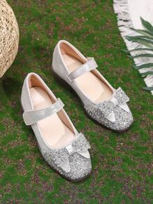 1 Pair Girls Fashionable High Heel Shoes With Bow Decor