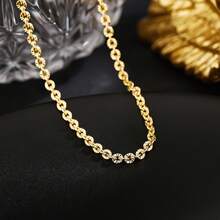 1条简约高端3毫米向日葵链项链，金色时尚链项链，适合女性日常佩戴，节日/生日礼物 - 金黃色 - 查看 4