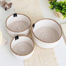 Handwoven Desktop Organizer Set – Braided Storage Baskets (Small, Medium, Large) For Home, Office, Kitchen, Or Bathroom – Decorative Storage Box Modern Boho Desk Organizers For Clutter-Free Workspaces – Durable Natural Fiber Trays & Bins School Supplies,Back To School