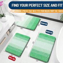 New OLANLY Bathroom Rug Set 2 Piece, Soft Absorbent Microfiber Bath Mats And U-Shaped Contour Toilet Rug, Non-Slip, Machine Wash Dry, Plush Shaggy Bath Mats For Bathroom (30"X20"+24"X20", Green) - Green 30" x 20" + U Shape 24" x 20" - View 2