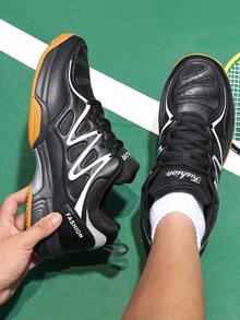 Men's Black Badminton Sneakers, Sports & Casual Shoes - Black - View 1