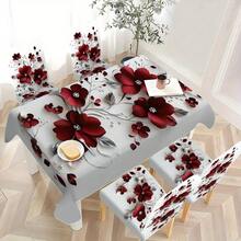 1/4/5/6/7/36pcs Simple Red Floral Series Printed Chair Covers / Chair Cover Set, Suitable For Indoor Home Restaurant, Hotel Modern Daily Decoration. Tablecloth Suitable For Square Tables, Elastic Chair Covers Can Be Washed - YT-083 - View 3