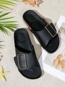 Damen Lässig multifunktionale Innen- & Außen-Flachsandalen mit verstellbarem Riemen, dickes atmungsaktives offenes Zehendesign, geeignet für Frühling & Sommer