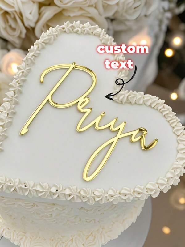 1 pezzo Decorazione per torta personalizzata con nome, ciondolo in plexiglass personalizzabile con testo a scrittura, multicolore, adatto per feste di compleanno, torte nuziali, festa di nascità, San Valentino, anniversari, Capodanno, festa del papà, festa della mamma, Ramadan, compleanni di animali domestici