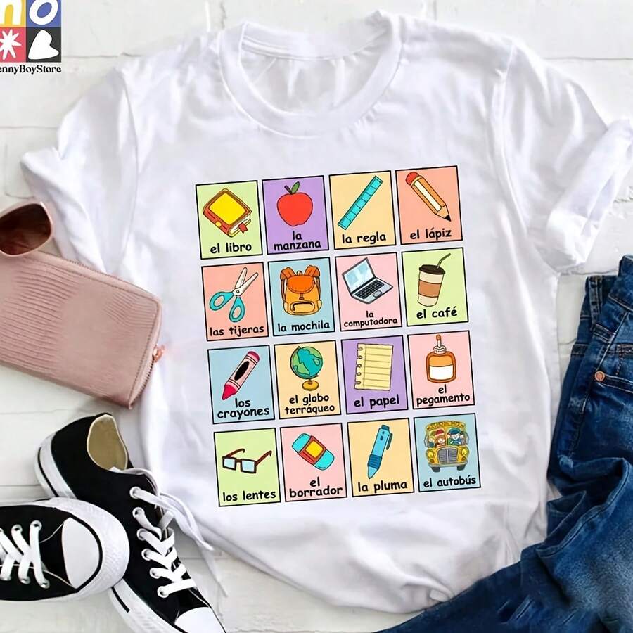 Blusa de verano con estilo Aesthetic Y2516K, camiseta holgada para exteriores, hogar, trabajo o ocio, tela de algodón puro suave y duradera, diseño retro y suave, regalo de fiesta, camisa elegante y cómoda para viajes, festivales o fines de semana - Blanco - Ver 1