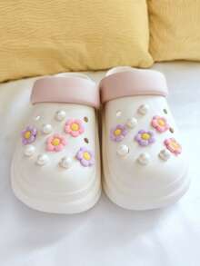 18pcs Detachable Fresh Flower & Faux Pearl Shoe Decorations, DIY Shoe Accessories For Garden Shoes, Sandals, Versatile Multi-Use Women/Girls Gift - Pearl White - View 7