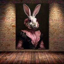 1pc Wall Arts Posters Animals Victorian Vintage Animal Portrait Art Poster And Print Home Decor Black Cat Lion Rabbit Raven Wall Art Canvas Painting Optional Frame Animals