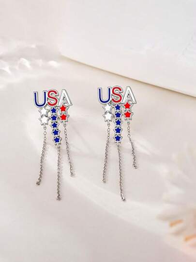 1 Pair Fashionable Minimalist Letter Design Earrings, Versatile For Women's Everyday Wear