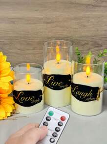 3pcs Flameless Candles - Acrylic Flameless Candles With Timer, Battery Operated Candles With 10-Key Remote, Flickering LED Pillar Candles With 3D Flame Effect, Suitable For Weddings, Parties, Home Decor