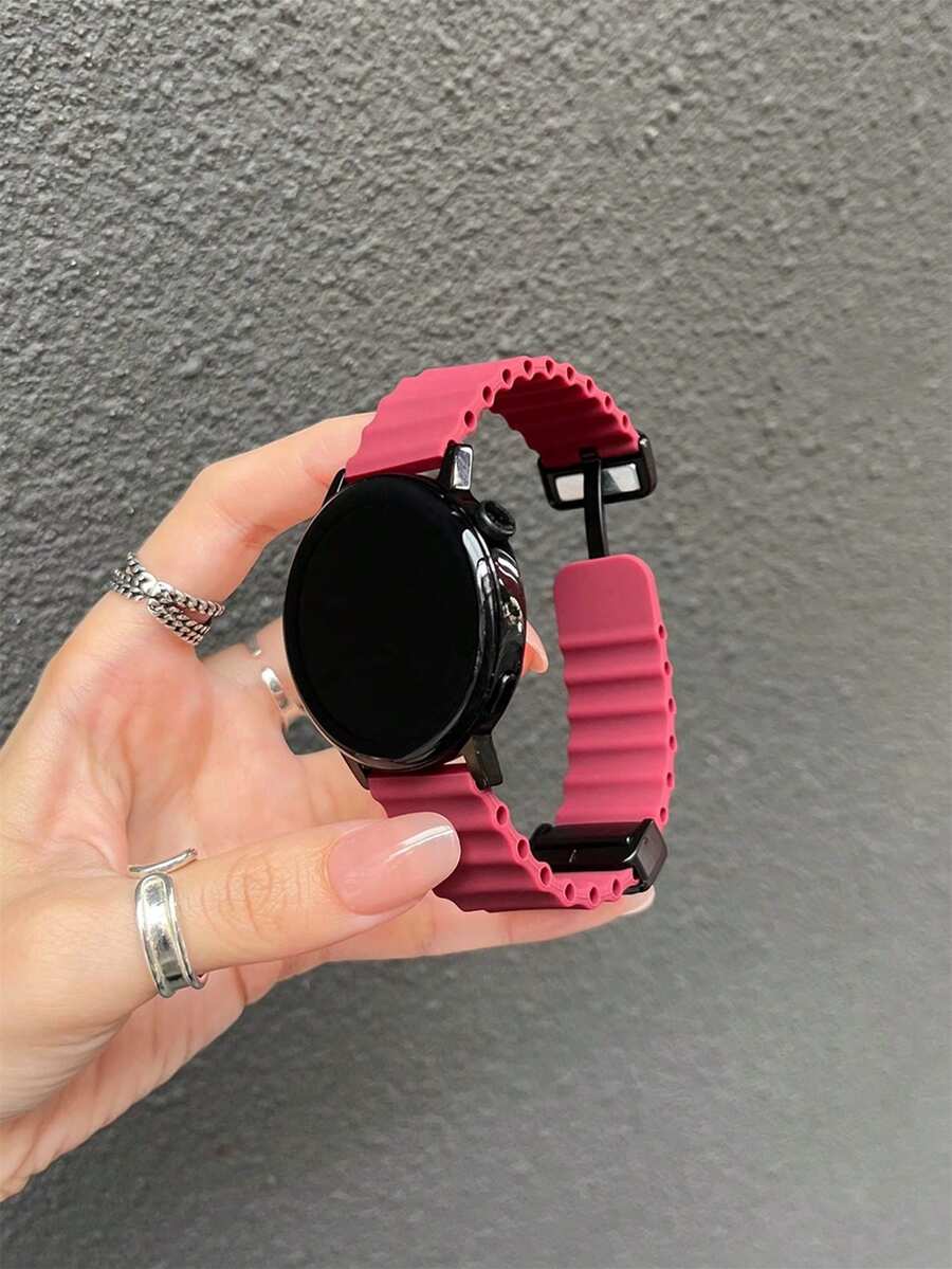 Dây đeo đồng hồ silicon từ tính 18mm, 20mm, 22mm, tương thích với Samsung Galaxy Watch 3/4/5/6/7, Watch Band GT6/5/4/3, Garmin, Amazfit và các thương hiệu đồng hồ khác. - Màu Đỏ Sâu - Xem 1
