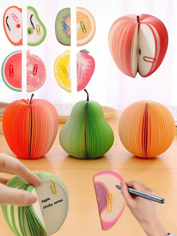 1/6pcs 3D Fruit Shape Sticky Notes, Funny Colorful Fruit Sticky Note Raft, Portable Mini Stationery, Paper Notepads, Non-Sticky Sticky Notes Memo Scratch Pads, Cute Home DIY Memo Pads, Office Creative Three-Dimensional Table Decoration Post Notepads For Birthday Present, Classroom Exchange Gifts, Funny Back To Schoolseason Party Favors, First Day Ofschool Favors Back Toschool Gifts