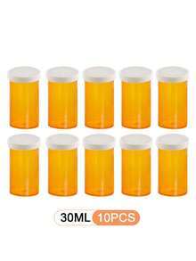 一套10PCS/5PCS/2PCS/1PC多用途带盖药物分配瓶，黄色，密封防潮，50/30ml容量圆形按压盖胶囊瓶，适用于储存胶囊、药片、维生素和糖果，适合旅行包装或家庭使用 - 彩色 - 查看 8