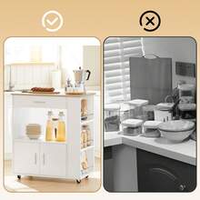 SoBuy FKW113-SCH, Kitchen Trolley Cart Storage Trolley Serving Trolley Kitchen Cabinet Microwave Cabinet, Black - White - View 9