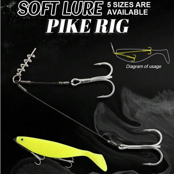 Corkscrew Stinger Rig Hook Double Sharp Treble Pike Bass Fishhook High-Carbon Steel For Soft Lure Fishing Equipment