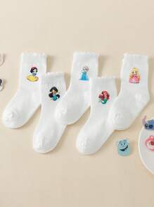 5 Paar Disney Prinzessin Motiv Kinder Knöchelsocken, ganzjährig