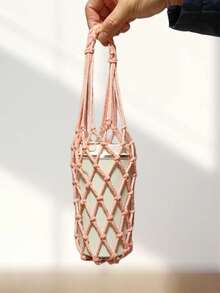 1 件手工编织网袋，用于杯子、饮料、咖啡、可重复使用的便携式支架套，用于水瓶、饮料、装饰网袋，手工礼物送给朋友、家人、同学 - 彩色 - 查看 20