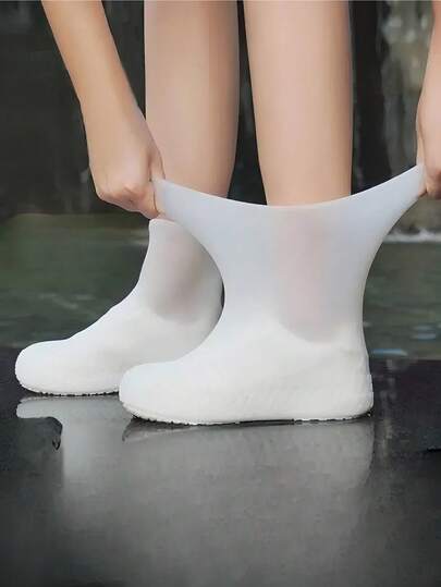 1双硅胶防水鞋套，橡胶雨靴套，男女通用防水防滑鞋套，乳胶鞋套，户外防水雨靴套，加厚防滑耐用可重复使用鞋套，乳胶雨靴套，透明户外靴套，可爱小物，母亲节礼物，卧室装饰，花园装饰，厨房装饰，夏季，海滩，旅行必备，房间装饰，软萌可爱，毕业季礼物