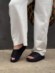 Women's Flip Flops Slide Summer Fashion Platform Colors Style Comfort Simple Casual Outdoor - 黑色 - 查看 1