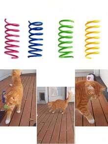 Pet Cat Self Hi Toy Plastic Colorful Spring Jumping Teasing Cat Toy Cat Supplies Cat Noise Paper/Cat Spiral Spring, Cat Colorful Scallion Flower Ball Toy, Creative Toy, To Kill Time And Maintain Health, Used For Patting, Biting, Hunting, Happy Cat Toy, Valentine's Day, Gift For Pet Cat/Dog - Multicolor - View 11