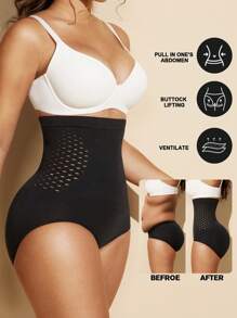 1pc High Waist Seamless Breathable Shaping Bodysuit, Black Tummy Control Panty Shorts For Women Flat Belly Sheath Slimming Pants Underwear Shorts Lingerie Briefs Shapewear Waist Trainer Shaper  Summer