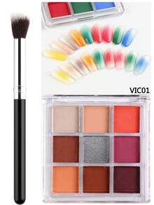 渐变美甲颜料粉套装 - 9色纯色渐变美甲粉，适用于极光和星空美甲设计，专业沙龙及DIY涂抹粉，打造创意全息美甲，附赠刷子，新年礼物，返校季好礼 - 彩色 - 查看 11