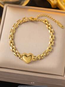 1 Elegant Non Fading Heart-Shaped Pendant Bracelet, Perfect For Valentine's Day, Anniversaries, Daily Fashion Wear, Suitable For Daily Life And Holiday Gifts