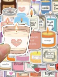 SCXXBSW 50pcs Candle Aromatherapy Cartoon Graffiti Stickers Decorative Handbooks Water Cups Notebook Luggage Waterproof Stickers - Multicolor - View 7