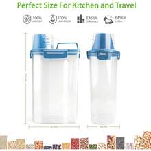 Rice Storage Container, 5 To 10lb Dry Food Airtight Dispenser, Pet Dog Cat Food Canister, Free Clear Plastic Kitchen And Pantry Bin For Oatmeal, Cereal, Pasta, Flour Pack Of 2 Grey - 3公升/藍色 - 查看 2