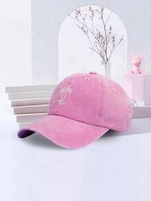 1 chiếc Mũ lưỡi trai bóng chày thêu hình cây cọ phong cách Y2K dành cho cả nam và nữ, màu hồng, chống nắng khi chơi thể thao ngoài trời, thích hợp cho việc đi lại hàng ngày - Hồng - Xem 3