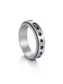 1pc Stainless Steel Heart & Moon Rotatable Ring - Multicolor - View 23