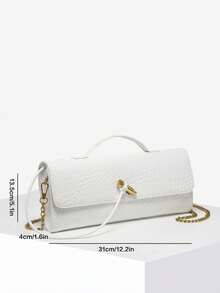 Túi cầm tay SIA nữ phong cách tối giản, dệt giả họa tiết Angola màu đỏ cổ điển, có nắp gập, dung tích lớn, đeo chéo cho tiệc tối, phù hợp với trang phục hàng ngày - trắng - Xem 6