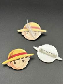 bandai 1pc Anime One Piece Cosplay Straw Hat Crew Mark Brooch, Cartoon Character Badge Pin, Fan Gift, Collectible, Backpack Pendant, Desktop Decoration, Office Toy, Suitable For Men And Women [No Surface Scratches Or Peeling]