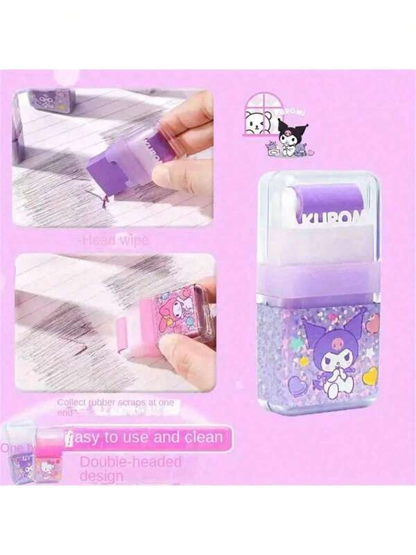 Sanrio Sanrio Children Stationery Erasers, Kuromi Print Roller Erasers, Student Replacement Erasers, Cute Creative Erasers, School Supplies,Back To School