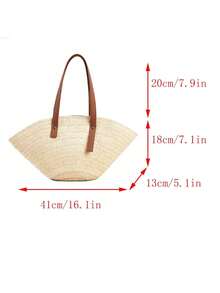 Large Women's Handbag New Simple Tote Bag, Casual Shoulder Bag Suitable For Shopping, Vacation, Straw Beach Bag, Fashion Travel Tote, Summer Outfits - Beige - View 10