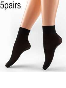 10 pasang Stoking Pendek Sutra Beludru Tebal Motif Polkadot untuk Wanita, Kaos Kaki Pergelangan Kaki Elastis Anti Selip untuk Musim Semi & Musim Panas - MultiWarna - View 9