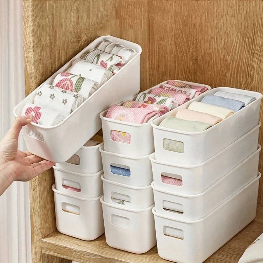 10-Pack White Plastic Storage Boxes With Dividers - Multi-Purpose Open Drawer Organizers For Nursery Rooms, Phone Cases And Bedside Essentials | Space-Saving Clear Design (White)