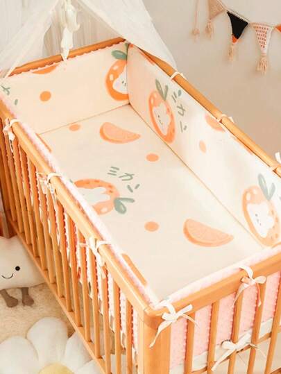 Protetor de berço de bebê de 1 peça, proteção acolchoada dupla face, forro para berço infantil, cerca acolchoada com estampa de desenho animado para recém-nascidos, barra anticolisão para crianças, proteção contra quedas